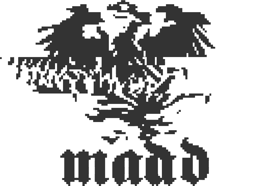 the Media Art and Design Program logo, a pixelated and glitched version of the university's pheonix logo